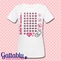 T-shirt donna Baby in arrivo: calendario delle settimane di gravidanza!