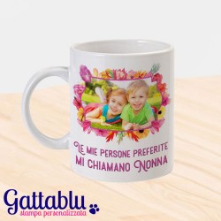 Tazza mug 11 oz Le mie persone preferite mi chiamano NONNA, PERSONALIZZATA CON FOTO DEI NIPOTI! Idea regalo Festa dei Nonni!