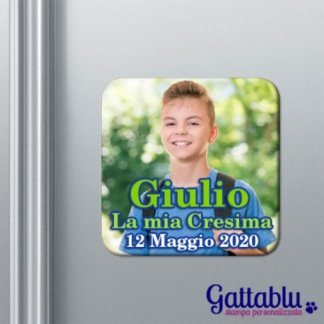 Calamita magnete Cresima PERSONALIZZATA con NOME, DATA e FOTO! Bomboniera per festa o cerimonia!