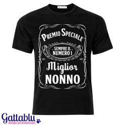 T-shirt uomo Premio Speciale Miglior Nonno: sempre il numero 1! Divertente whiskey inspired! Idea regalo Festa dei nonni!