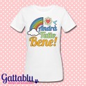 T-shirt donna Andrà tutto bene! Arcobaleno, frasi motivazionali, felicità, ottimismo! Idea regalo allegra e simpatica!
