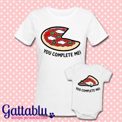 T-shirt e body mamma e bebè bimbo "You complete me", fetta di pizza!