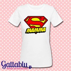 T-shirt donna Super Mamma, logo Superman Supergirl inspired, idea regalo per la Festa della Mamma!