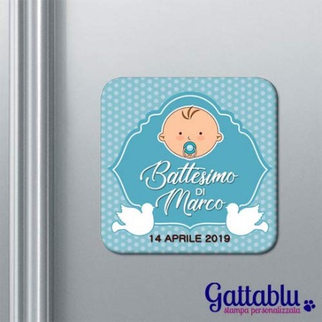 Calamita bimbo Battesimo PERSONALIZZABILE CON IL NOME E LA DATA, idea bomboniera per nascita e Battesimo!
