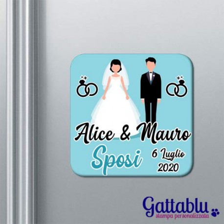 Calamita Sposini Romantici, idea bomboniera matrimonio PERSONALIZZABILE con nomi degli sposi e data!