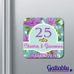 Calamita 25 anni di felicità, idea bomboniera anniversario di nozze PERSONALIZZABILE con nomi degli sposi e la data!