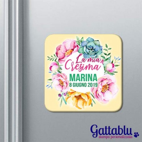 Calamita La mia Cresima Floral PERSONALIZZATA con NOME e DATA! Bomboniera per festa o cerimonia!