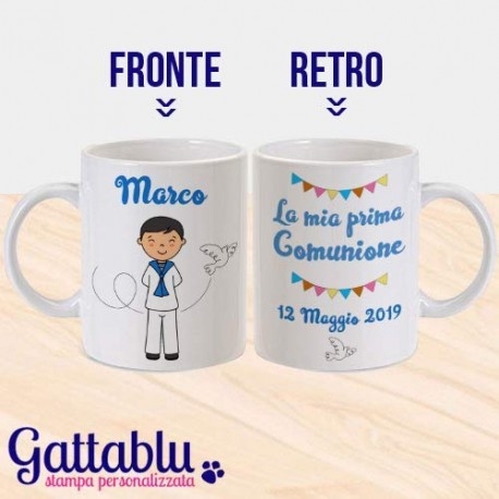 Tazza mug 11 oz La mia Prima Comunione bimbo, PERSONALIZZABILE CON NOME E DATA