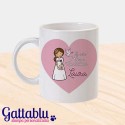 Tazza mug 11 oz La mia Prima Comunione bimba, PERSONALIZZABILE CON NOME E COLORE DEI CAPELLI