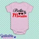 Body pagliaccetto neonato, bimba, Bella e monella! Idea regalo divertente! Rosa!