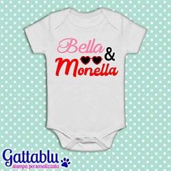 Body pagliaccetto neonato, bimba, Bella e monella! Idea regalo divertente! Bianco!
