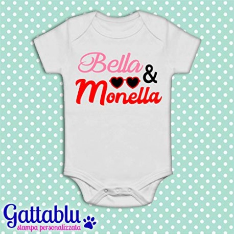 Body pagliaccetto neonato, bimba, Bella e monella! Idea regalo divertente! Bianco!