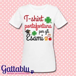 T-shirt donna Porfortuna per gli esami! Idea regalo per studentessa, esami di scuola o università!