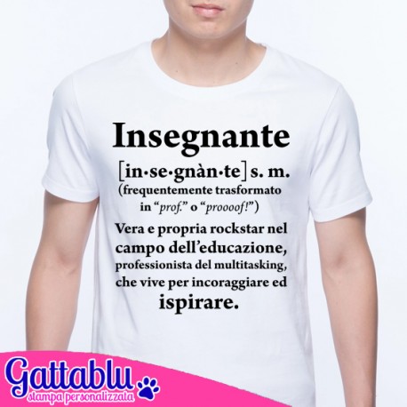 T-shirt uomo Definizione di Insegnante: rockstar del multitasking! Idea regalo per professore o maestro! Bianca!