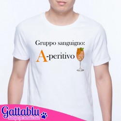 T-shirt uomo Gruppo sanguigno: A-peritivo! Divertente idea regalo a tema drink!