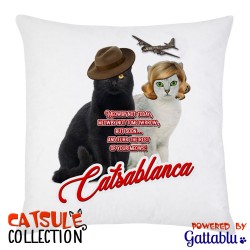 Federa per cuscino Catsule Collection: Catsablanca! (gatti pazzi parodia divertente film Casablanca)