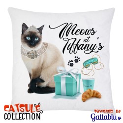 Federa per cuscino Catsule Collection: Meows at Tiffany's! (gatti pazzi parodia divertente film Colazione da Tiffany)