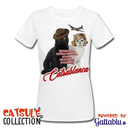 T-shirt donna Catsule Collection: Catsablanca! (gatti pazzi parodia divertente film Casablanca)