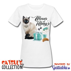 T-shirt donna Catsule Collection: Meows at Tiffany's! (gatti pazzi parodia divertente film Colazione da Tiffany)