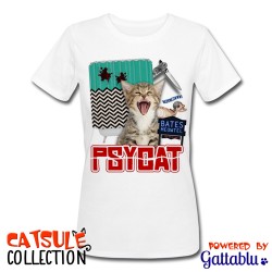T-shirt donna Catsule Collection: Psycat! (gatti pazzi parodia divertente film Psycho)