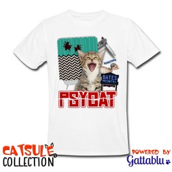 T-shirt uomo Catsule Collection: Psycat! (gatti pazzi parodia divertente film Psycho)
