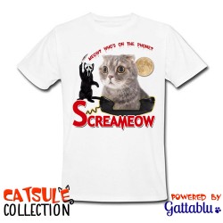 T-shirt uomo Catsule Collection: Screameow! (gatti pazzi parodia divertente film Scream)