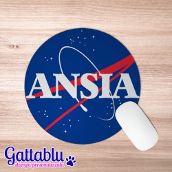 Tappetino mouse tondo con stampa ANSIA, parodia divertente logo Nasa inspired!
