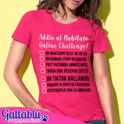 T-shirt donna Addio al Nubilato Challenge online, idea divertente per festa a casa! Fucsia!