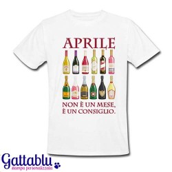  T-shirt uomo con stampa Aprile: non è un mese, è un consiglio. Bottiglie di vino e spumante! Regalo per sommelier! 