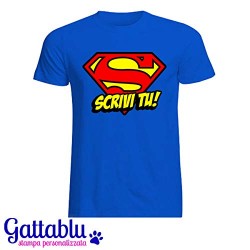  T-shirt uomo Super PERSONALIZZABILE, scrivi quello che vuoi: il tuo nome, il tuo mestiere, il tuo nickname! Superman logo!