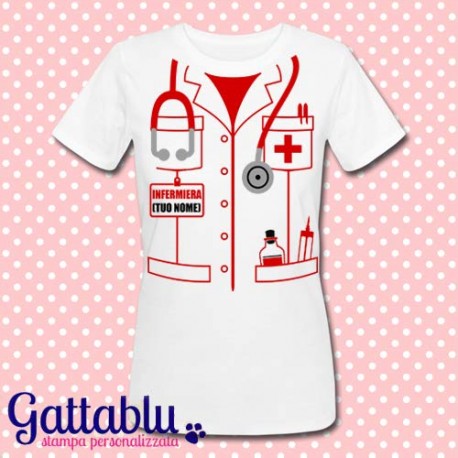 T-shirt donna Camice da infermiera PERSONALIZZATA CON NOME, regalo infermiera o laurea scienze infermieristiche! 