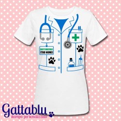 T-shirt donna Camice da veterinaria PERSONALIZZATA CON IL TUO NOME, regalo dottoressa o laurea veterinaria!