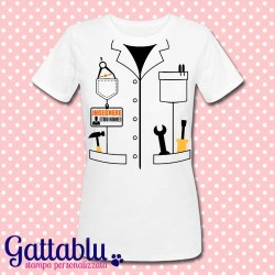 T-shirt donna Camice da ingegnere PERSONALIZZATA CON IL TUO NOME, regalo dottoressa in laboratorio o laurea ingegneria!