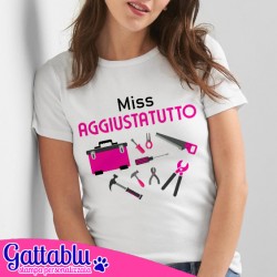 T-shirt donna Miss Aggiustatutto, attrezzi colorati fashion! Idea regalo divertente per una appassionata di fai da te!