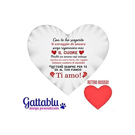 Cuscino a forma di cuore Un amore intenso merita un cuore forte! Dedica d'amore, idea regalo per San Valentino!
