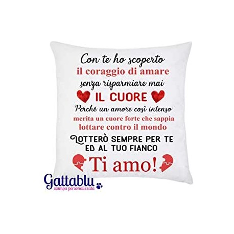 Federa per cuscino Un amore intenso merita un cuore forte! Dedica d'amore, idea regalo per San Valentino!