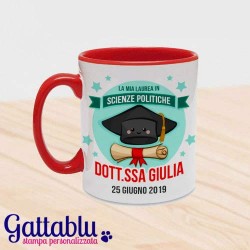 Tazza mug 11 oz La mia laurea in, Dottor/Dottoressa, PERSONALIZZATA CON NOME, LAUREA E DATA! Idea bomboniera kawaii!