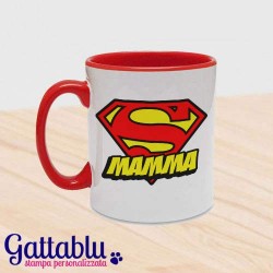 Tazza mug 11oz color rossa Super Mamma! Superman Supergirl inspired! Idea regalo divertente per la Festa della Mamma!
