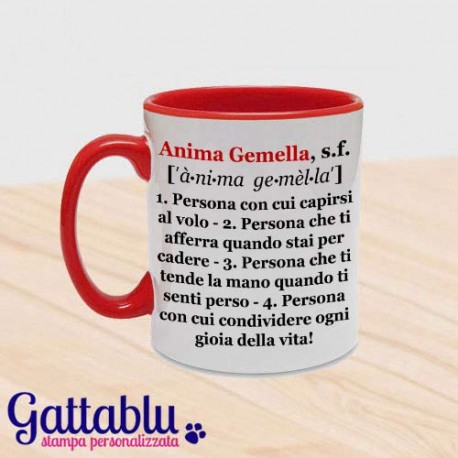 Tazza mug 11oz color dedica romantica Anima Gemella: definizione romantica del dizionario! Idea regalo per San Valentino