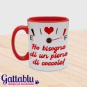 Tazza mug 11oz color dedica romantica Ho bisogno di un pieno di coccole! Divertente! Idea regalo per San Valentino!