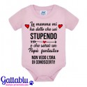 Body pagliaccetto neonato, bimbo e bimba, La Mamma mi ha detto che sei stupendo e che sarai un Papà fantastico! Rosa!