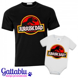 Set padre e figlio t-shirt uomo + body bimbo Jurassic Dad e Jurassic Baby, Jurassic Park inspired