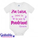 Body pagliaccetto neonato, bimba, Zia sarai tu la mia Madrina PERSONALIZZABILE CON I NOMI DI ZIA E BIMBA!