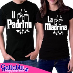 T-shirt di coppia lui e lei La Madrina e Il Padrino, idea regalo divertente per Battesimo o Cresima! The Godfather inspired!