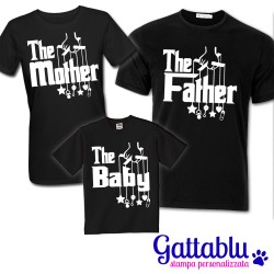 Set famiglia 3 t-shirt papà mamma e bimbo o bimba The Mother, The Father, The baby! Il padrino inspired divertente!
