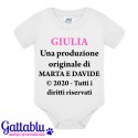 Body bimba Una produzione originale Copyright PERSONALIZZATO CON NOMI BIMBA, MAMMA E PAPA' E ANNO DI NASCITA! Divertente!