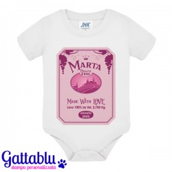 Body bimba Etichetta Vino doc PERSONALIZZATO CON NOME, PESO E ANNO DI NASCITA!