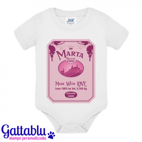 Body bimba Etichetta Vino doc PERSONALIZZATO CON NOME, PESO E ANNO DI NASCITA!