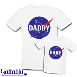 Set padre e figlio t-shirt uomo + t-shirt bimbo Daddy & Baby logo Nasa inspired!