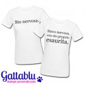Pacchetto x 2 t-shirt Sto Nervosa + Stavo Nervosa, ora sto proprio Esaurita! Idea regalo divertente anti stress! Bianche!